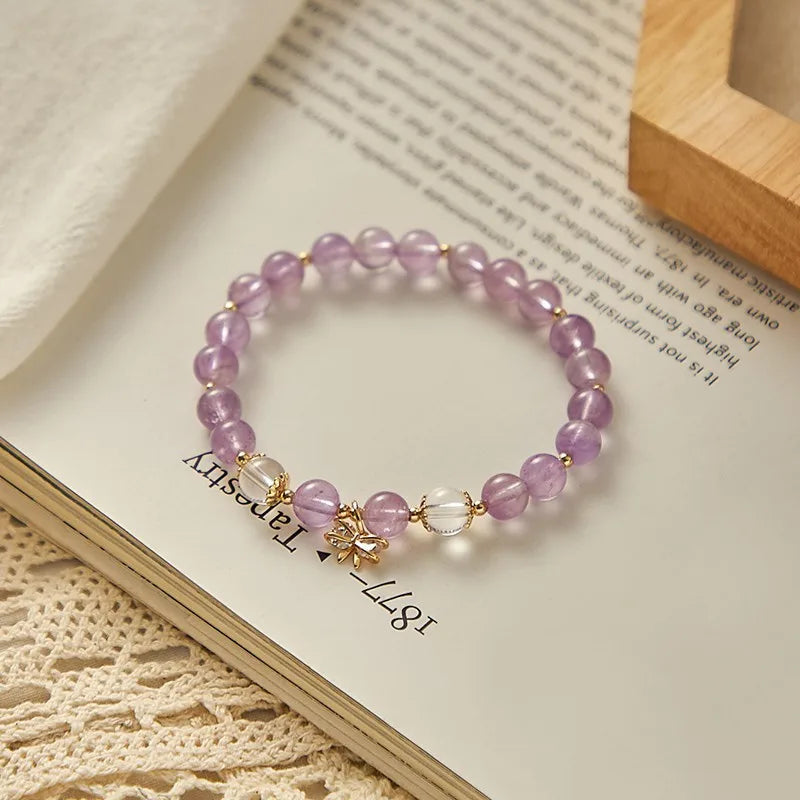 8mm Purple Jade Quartz 14KGP Bracelet