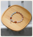 Strawberry Quartz and Aquamarine Beaded Bracelet