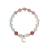Strawberry Quartz and Aquamarine Beaded Bracelet