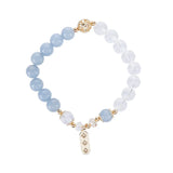 8mm Quartz Stone Beads Bracelet 14kgp