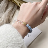 8mm Quartz Stone Beads Bracelet 14kgp