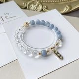 8mm Quartz Stone Beads Bracelet 14kgp