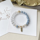 8mm Quartz Stone Beads Bracelet 14kgp