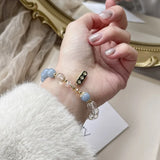8mm Quartz Stone Beads Bracelet 14kgp