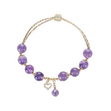8mm Amethyst Bracelet, 14KGP, Natural Crystal Healing Stone