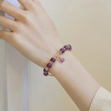 8mm Amethyst Bracelet, 14KGP, Natural Crystal Healing Stone