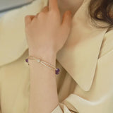 8mm Amethyst Bracelet, 14KGP, Natural Crystal Healing Stone