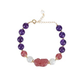 Natural 8mm Amethyst Strawberry Quartz Moonstone Bracelet