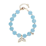 Aquamarine Bead Bracelet with 14kgp Finish