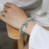 Aquamarine Bead Bracelet with 14kgp Finish