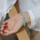 Aquamarine Bead Bracelet with 14kgp Finish
