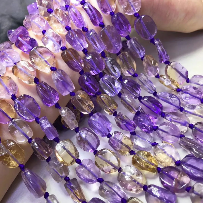 Natural Ametrine 10x14mm Rectangle Baroque Beads for Jewelry Making
