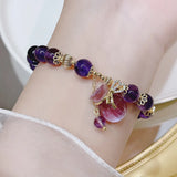 Natural Amethyst & Blessing Bag Emerald Coin Bracelet for Women