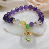 Natural Amethyst & Blessing Bag Emerald Coin Bracelet for Women