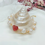 Baroque Pearl & Strawberry Quartz Bracelet for Women