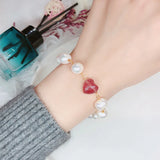 Baroque Pearl & Strawberry Quartz Bracelet for Women