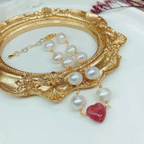 Baroque Pearl & Strawberry Quartz Bracelet for Women
