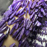 Natural Charoite Green Kunzite 10-20mm Baroque Toothpick Beads