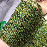 Green Tourmaline 2-2.5mm Square Faceted Beads 38-40cm