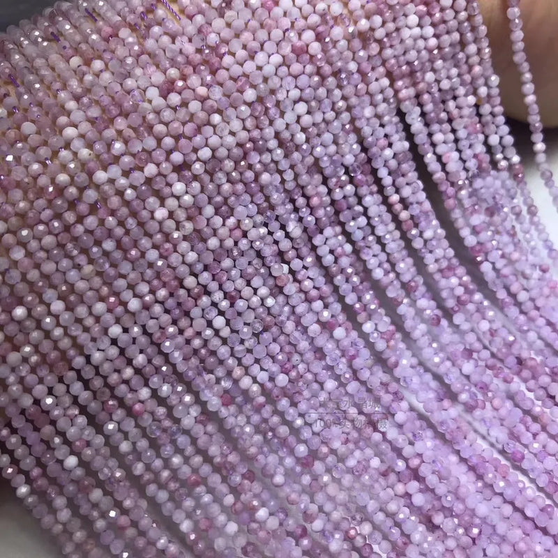 Natural Kunzite Round Faceted Beads 2mm 3mm 4mm for Jewelry Making