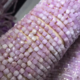 Natural Kunzite 4-5mm Faceted Cube Beads for Jewelry Making
