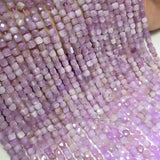 Natural Kunzite 4-5mm Faceted Cube Beads for Jewelry Making