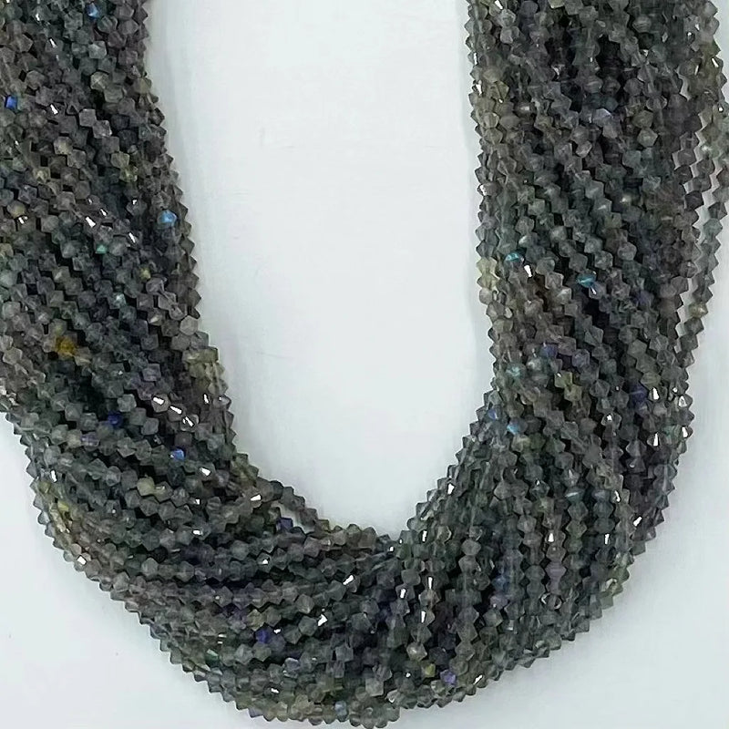 Labradorite Tourmaline 4mm Rondelle Faceted Beads