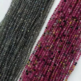Labradorite Tourmaline 4mm Rondelle Faceted Beads