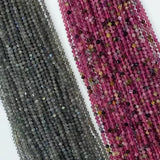 Labradorite Tourmaline 4mm Rondelle Faceted Beads