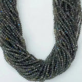 Labradorite Tourmaline 4mm Rondelle Faceted Beads