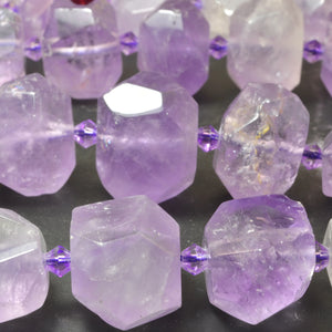 10-13x14-16mm Natural Light Amethyst Baroque Faceted Beads