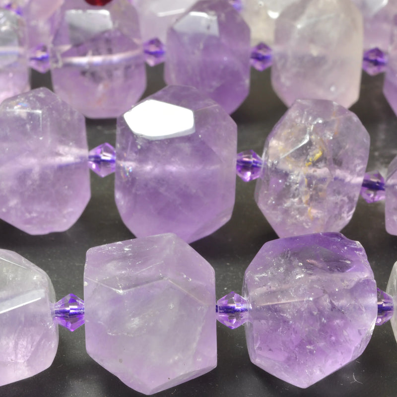 10-13x14-16mm Natural Light Amethyst Baroque Faceted Beads