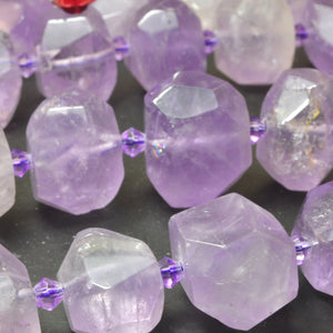 10-13x14-16mm Natural Light Amethyst Baroque Faceted Beads