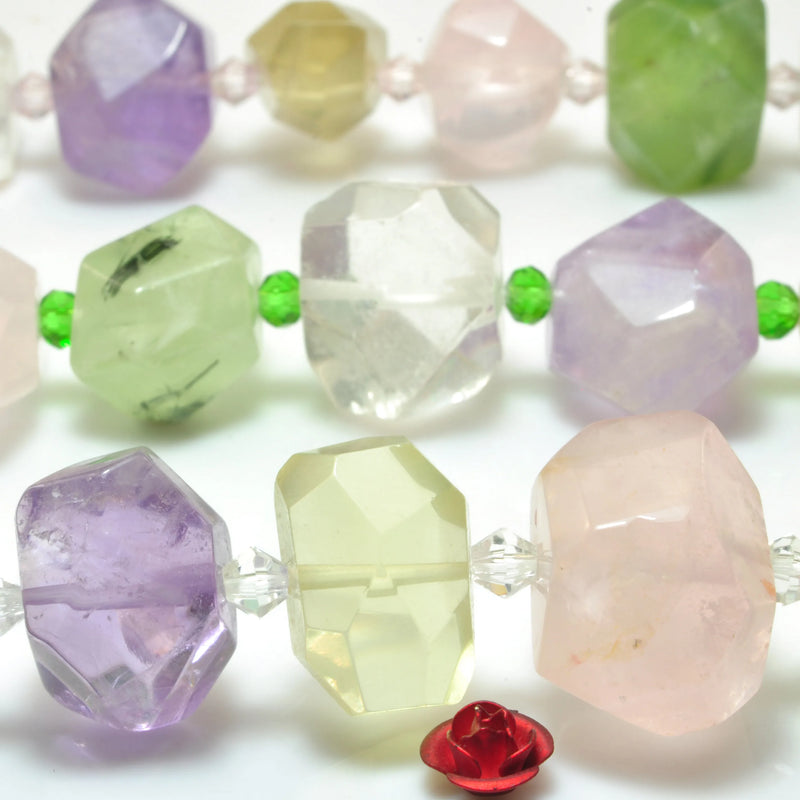Natural Multicolor Crystal Baroque Faceted Beads 11-13x14-19mm