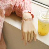 Strawberry Quartz Beads Bracelet with 14k Gold Plated Accent