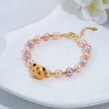 Purple Freshwater Pearl Bracelet 14kgp