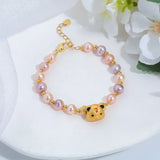 Purple Freshwater Pearl Bracelet 14kgp