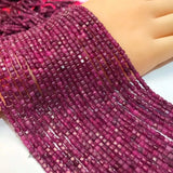 Natural Ruby 2mm 3mm 4mm Cube Faceted Beads for Jewelry Making