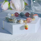 Strawberry Quartz & Gray Moonstone Bracelet for Women