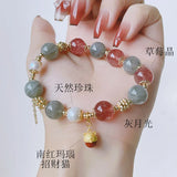 Strawberry Quartz & Gray Moonstone Bracelet for Women