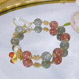 Strawberry Quartz & Gray Moonstone Bracelet for Women