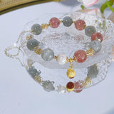 Strawberry Quartz & Gray Moonstone Bracelet for Women