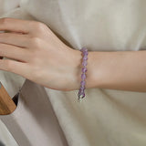 Natural Amethyst 8mm Round S925 Bracelet