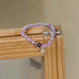 Natural Amethyst 8mm Round S925 Bracelet