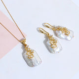 Natural Freshwater Pearl and Coin Earrings Set