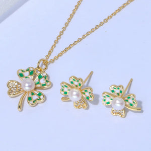 Freshwater Pearl Zircon Necklace & Earring Set