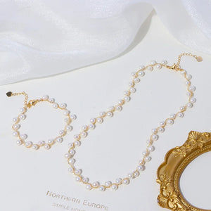 Baroque Freshwater Pearl 14KGP Necklace Bracelet Set