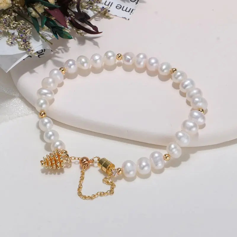 Baroque Freshwater Pearl Bracelet 14KGP 5-6mm