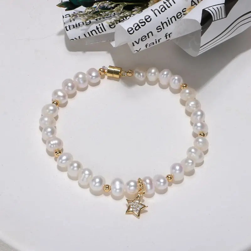 5-6mm Baroque Freshwater Pearl Bracelet 14KGP