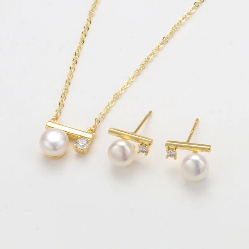 Freshwater Pearl Necklace and Stud Earrings Set